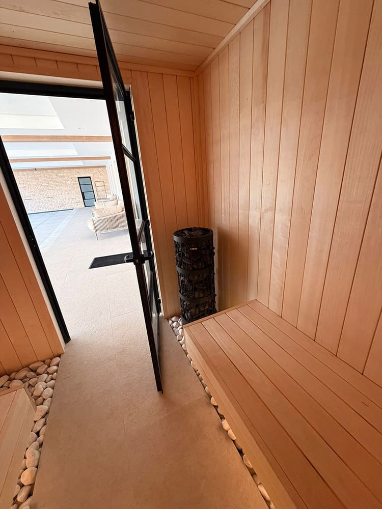 Inside custom sauna